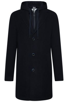 Cappotto blu digel con cappuccio staccabile slim fit