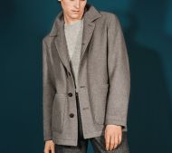 Unlined taupe digel shirt jacket in modern fit wool blend