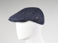 Panizza beanie in pure wool donegal tweed blue herringbone