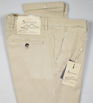 Pantalone slim fit beige bsettecento cotone e seta stretch 