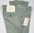 Pantalone slim fit verde bsettecento cotone e seta stretch 