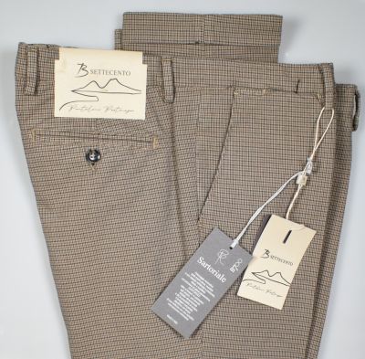 Pantalone slim fit a quadretti bsettecento cotone stretch 