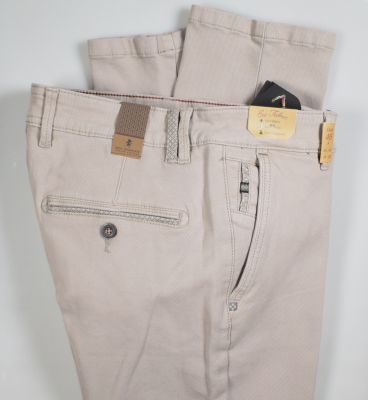 Light beige sea barrier frosted stretch cotton trousers 