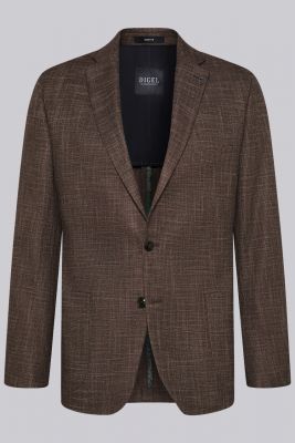 Giacca blazer marrone digel sfoderata con toppe drop quattro corto