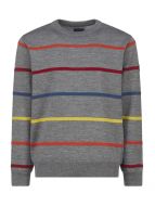 Grey crewneck sweater with water-repellent impulso stripes