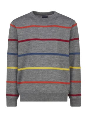 Maglione girocollo grigio a righe impulso idrorepellente