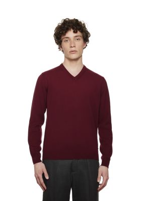 Pullover a v lorenzoni lana merino extrafine zegna baruffa triplo filo