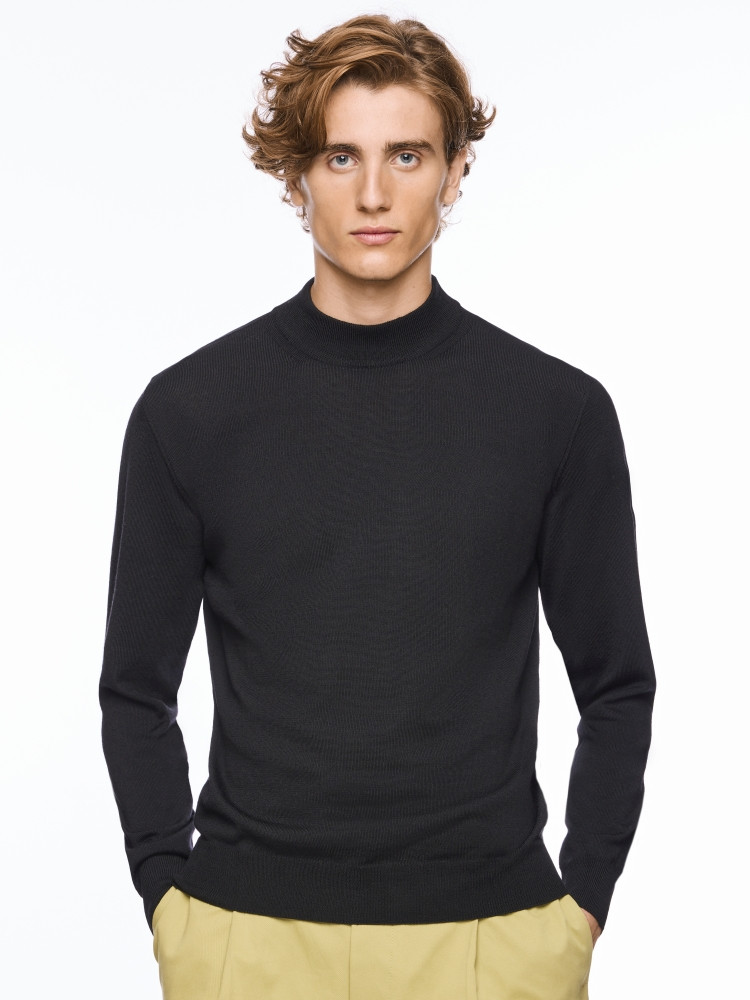 Lorenzoni men s mock turtleneck sweater in six colors Zegna Baruffa Triple Strand Extrafine Merino Wool