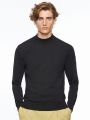 Mock turtleneck sweater lorenzoni extrafine merino wool zegna baruffa triple strand