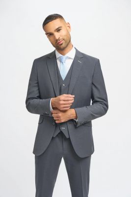 Elegant anthracite grey cavani suit with stretch wool vest