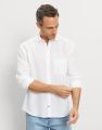 White olymp shirt in pure linen regular fit with breast pocket