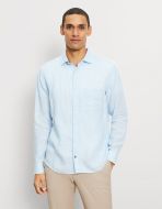 Light blue olymp shirt in pure linen regular fit with breast pocket