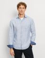 Camicia olymp righe blu royal puro lino regular fit con taschino