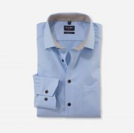 Light blue olymp modern fit shirt with textured cotton pocket