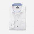 White olymp modern fit shirt with textured cotton pocket