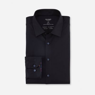 Olymp dark blue dynamic flex jersey slim fit shirt