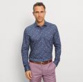 Camicia olymp blu fantasia floreale dynamic flex jersey slim fit