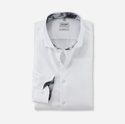 Olymp white shirt in textured stretch cotton slim fit