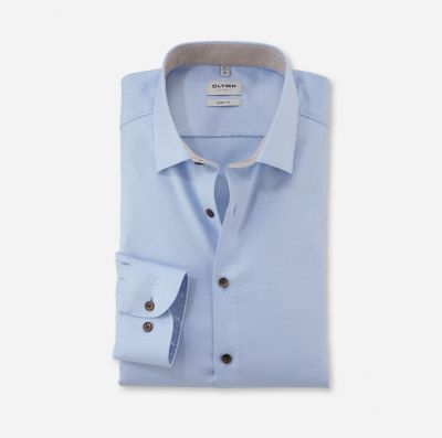 Olymp light blue shirt in slim fit stretch oxford cotton