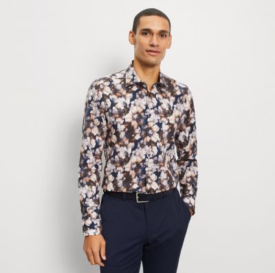 Olymp slim fit floral patterned fashion shirt in pure cotton