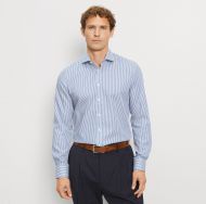 Camicia a righe azzurro olymp slim ft cotone operato