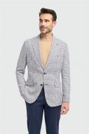 Beige jacket with hollow checks regular fit peak chest