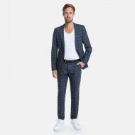 Abito weis slim fit grigio a quadri blu lana stretch