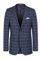 White bros drop four slim fit grey checked blue stretch wool dress