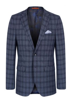 Weis drop four slim fit grey checked blue stretch wool dress