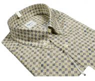 Pure cotton beige geometric print ingram button down shirt