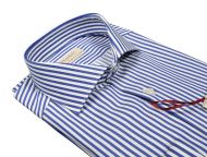 Camicia a righe azzurro slim fit pancaldi puro cotone