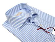 Camicia a righe celeste slim fit pancaldi puro cotone