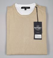 Crewneck pull project beige pure cotton gauge 12