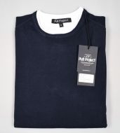 Crewneck pull project blue pure cotton gauge 12