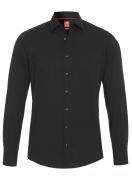 Pure black slim fit stretch cotton shirt 