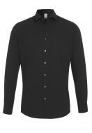 Pure black extra slim fit stretch cotton shirt