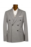 Medium grey double-breasted suit simbols slim fit marzotto wool