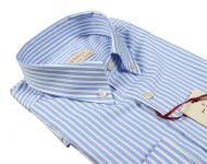 Light blue striped button-down collar pancaldi shirt with regular fit