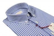 Blue striped button-down collar pancaldi shirt with regular fit