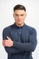 Three-button polo shirt in cavani navy blue in wool and cotton