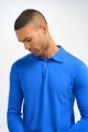 Cavani electric blue three-button polo shirt in wool and cotton