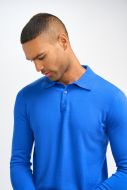 Cavani electric blue three-button polo shirt in wool and cotton