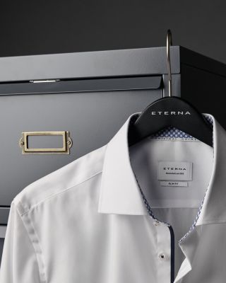 Eterna modern fit white cotton poplin shirt