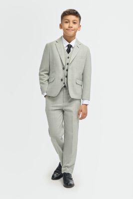 Sage green cavani boy's suit with vest